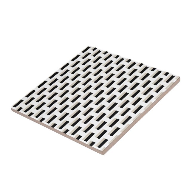 Carreau de céramique rayé noir et blanc (Côté)