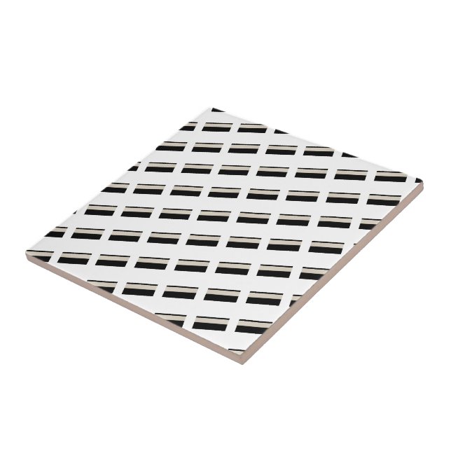 Carreau de céramique rayé noir et blanc (Côté)