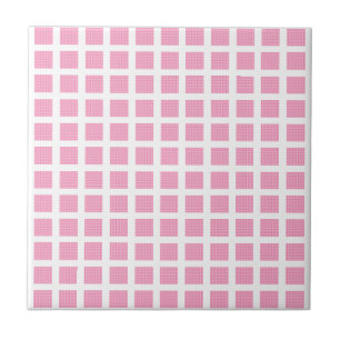 Carreau de céramique rayé rose carré