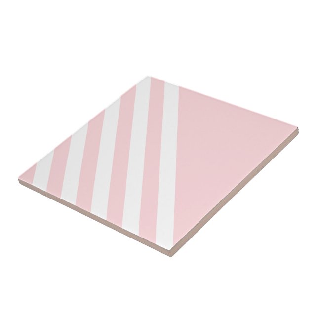 Carreau de céramique rayé rose et blanc (Côté)