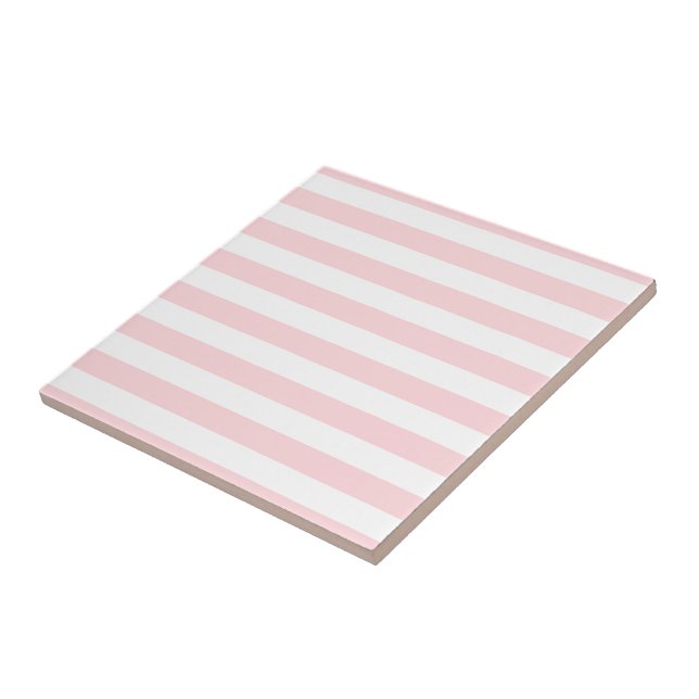 Carreau de céramique rayé rose et blanc rayé (Côté)