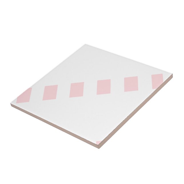 Carreau de céramique rayé rose et blanc rayé (Côté)