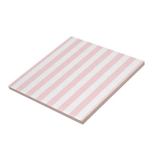 Carreau de céramique rayé rose et blanc rayé