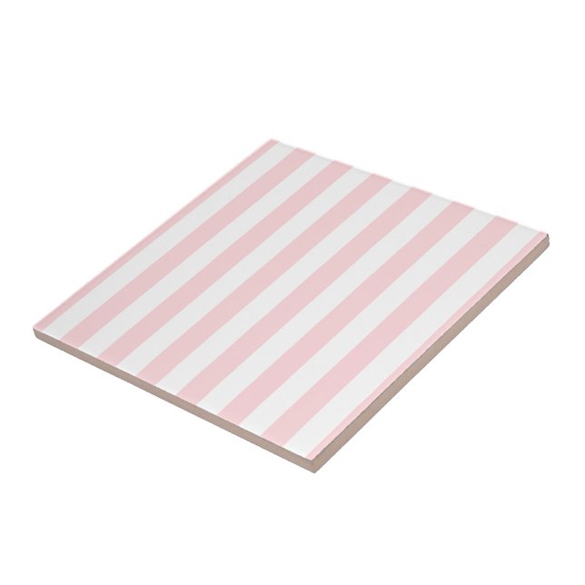 Carreau de céramique rayé rose et blanc rayé (Côté)