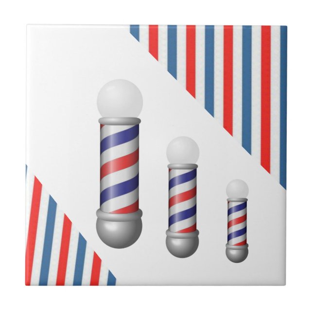 Carreau de céramique rayé rouge blanc et bleu à la (Devant)