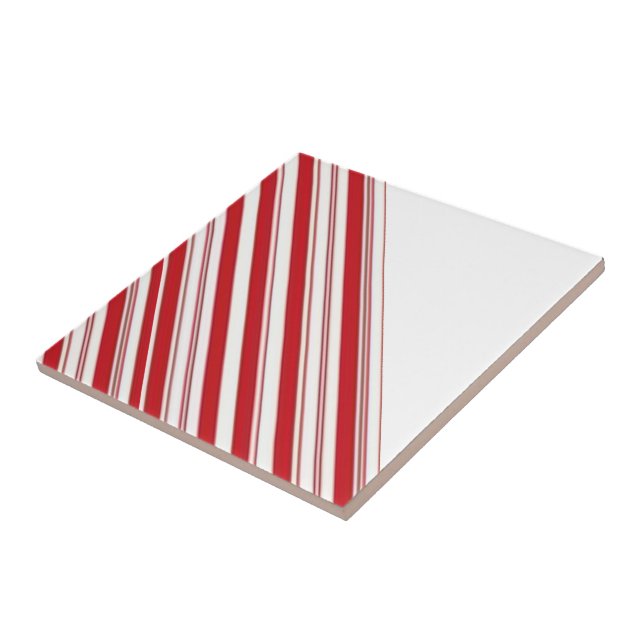 Carreau de céramique rayé rouge et blanc (Côté)