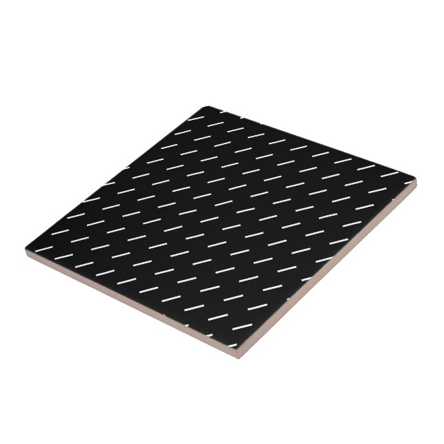Carreau de céramique rayure noire et beige (Côté)