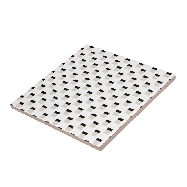 Carreau de céramique rayure noire et beige (Côté)