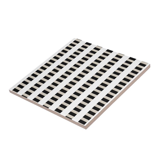 Carreau de céramique rayure noire et beige (Côté)