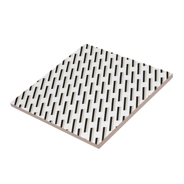 Carreau de céramique rayure noire et beige (Côté)