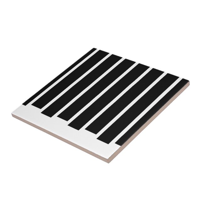 Carreau de céramique rayure noire et beige (Côté)