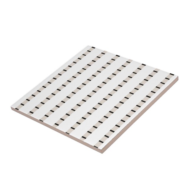 Carreau de céramique rayure noire et beige (Côté)