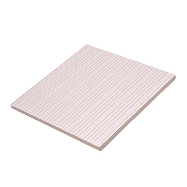 Carreau de céramique rayure rose et blanche (Côté)