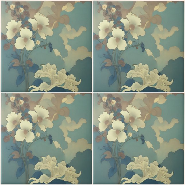 Carreau de céramique Razzle à l'aube (Razzle at Dawn Ceramic Tile
(Four by Four)
)