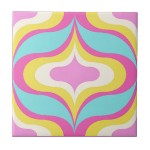Carreau de céramique rétro bleu rose vert blanc