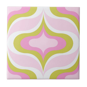 Carreau de céramique rétro rose vert blanc