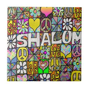 Carreau de céramique rétro Shalom LOVE psychédéliq