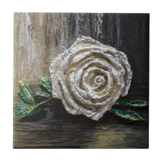 Carreau de céramique - Rose blanche