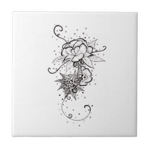 Carreau de céramique rose de Lineart de résumé