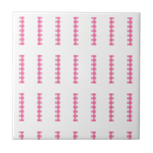 Carreau de céramique rose et blanc à rayures carré