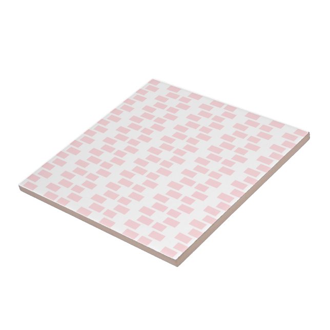 Carreau de céramique rose et blanc à rayures carré (Côté)