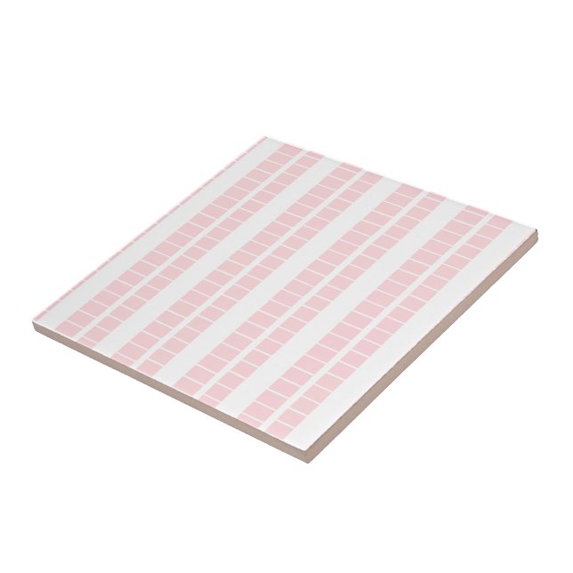 Carreau de céramique rose et blanc rayé (Côté)