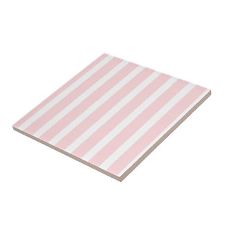 Carreau de céramique rose et blanc rayé