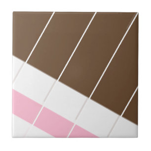 Carreau de céramique rose marron blanc rayé