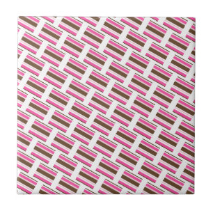 Carreau de céramique rose marron blanc rayure