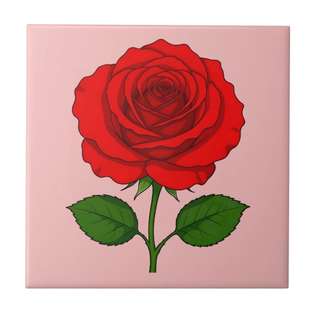 Carreau de céramique Rose Rouge (Devant)