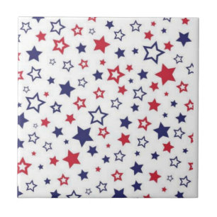 Carreau de céramique rouge bleu et blanc à rayures