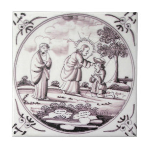 Carreau de céramique rouge de manganèse biblique
