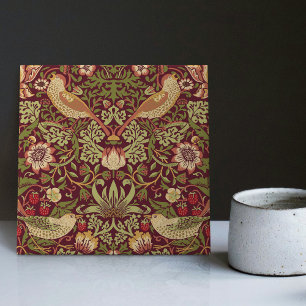 Carreau de céramique Rouge William Morris Strawber