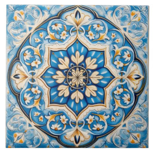 Carreau de céramique - Style persan blanc bleu bei