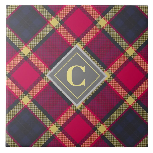 Carreau de céramique - Tartan écossais initial (Devant)