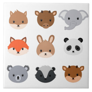 Carreau de céramique - Têtes de bébés animaux