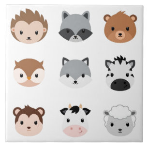 Carreau de céramique - Têtes de bébés animaux 2