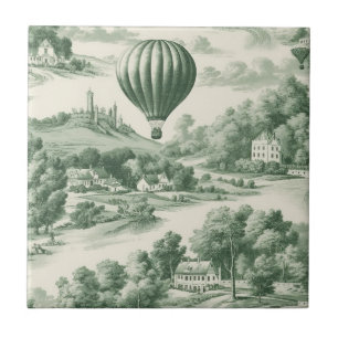 Carreau de céramique Toile de Jouy montgolfière ve