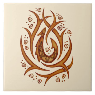 Carreau de céramique tribal hawaïen tropical