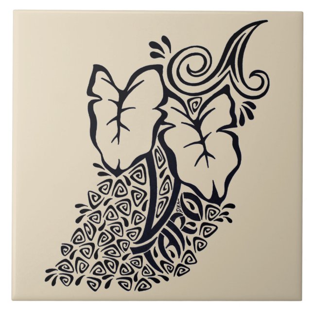 Carreau de céramique tribal hawaïen tropical (Devant)