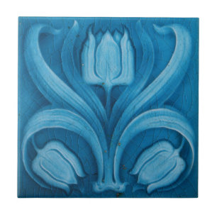 Carreau de céramique - Tulipes bleues vintage Art