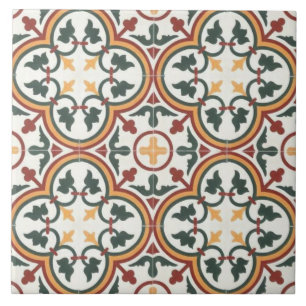 Carreau de céramique - Tulipes vertes Art nouveau