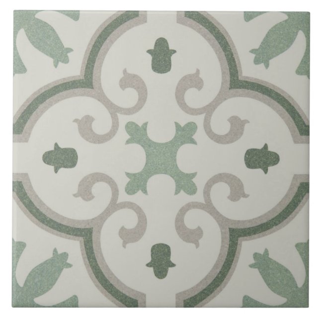 Carreau de céramique - Vert beige marocain (Devant)