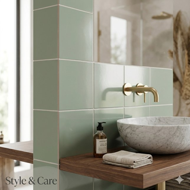 Carreau de céramique vert sauge élégant pour intér (Stylish Sage Green Ceramic Tile for Modern Interior)