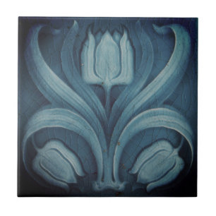 Carreau de céramique Vintage Tulipes Bleu Pâle Art