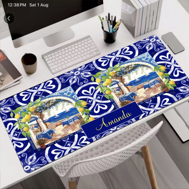 Carreau de Citron de Majolique Bleue Sicilienne (Créateur téléchargé)