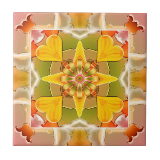 Carreau de coeur floral ensoleillé géométrique