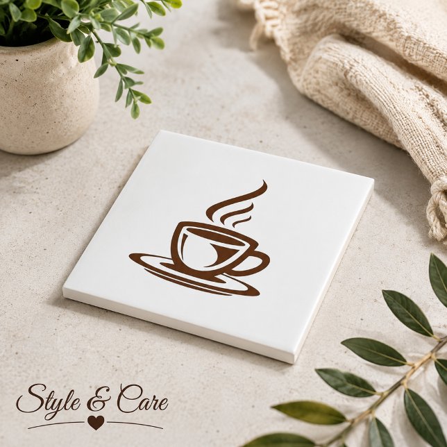 Carreau de conception de marque de tasse de café p (Coffee Cup Mark Design Tile for Kitchen or Wall)