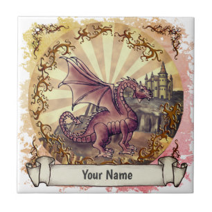 Carreau de dragon du château sépia