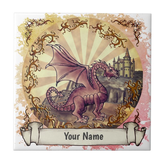 Carreau de dragon du château sépia (Devant)